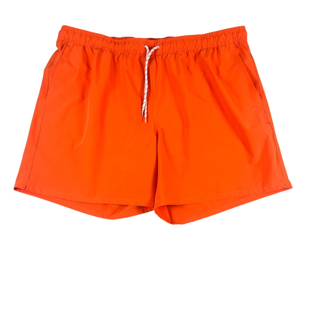 George Mens Swim Trunks XXXL Orange Elastic Waist Drawstring Mesh Lined Size 3XL